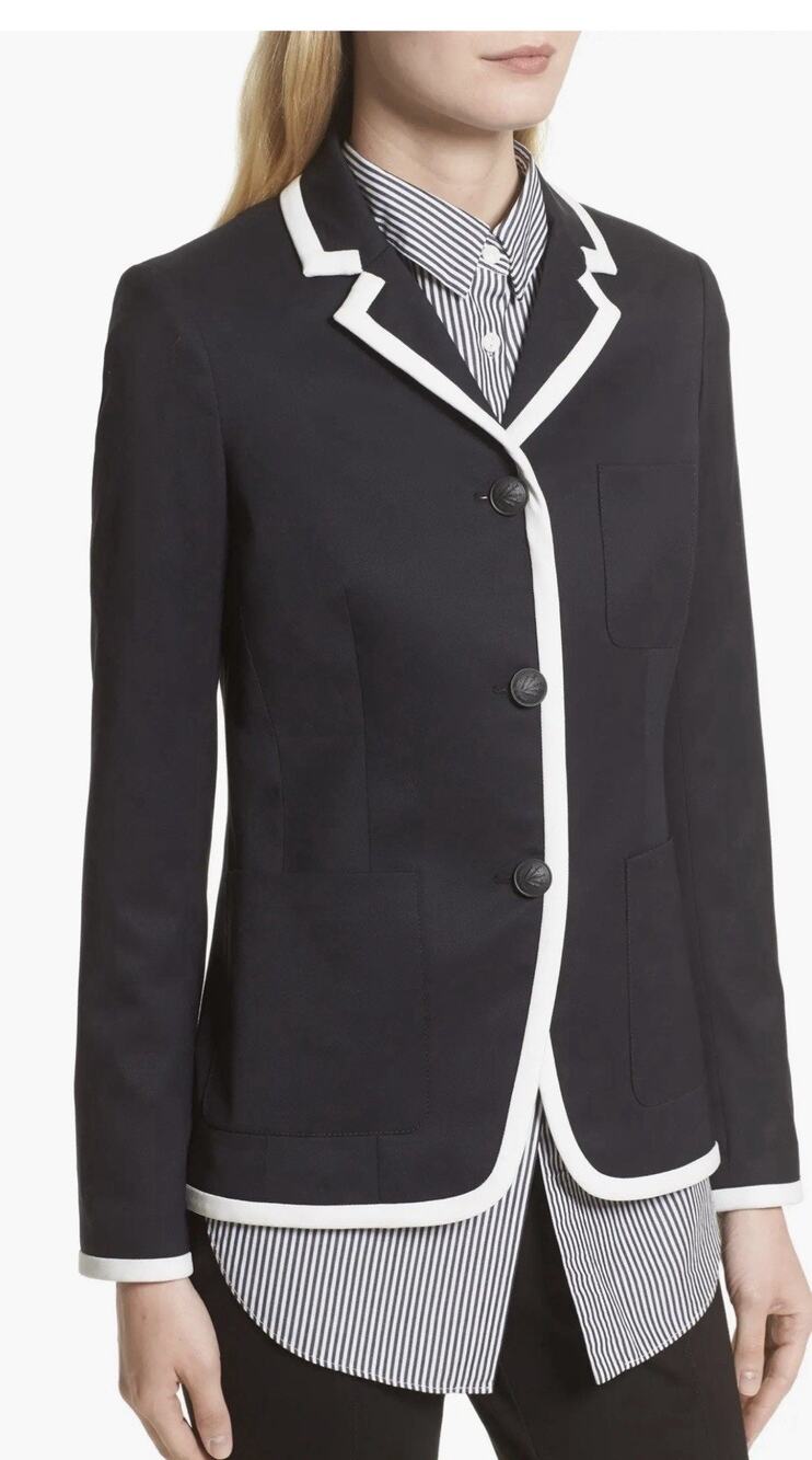 RAG & BONE Redgrave 3 button blazer preppy in dark navy / white size 4